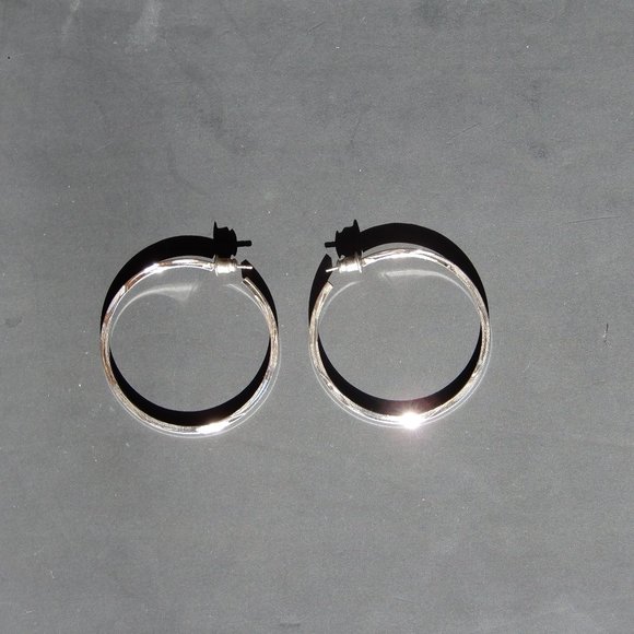 Silver Colored Hoop Earrings - Picture 1 of 3